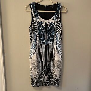 Alberto Makali Black and Blue Patterned Mini Dress